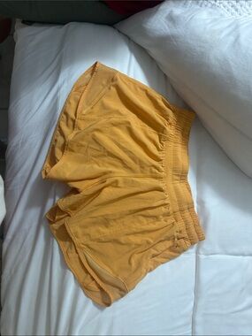 lululemon athletica mustard-yellow athletic shorts